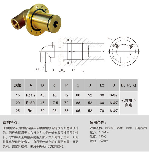 单向流通式HM-D旋转接头图